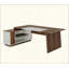 Bureau de direction en L avec armoire de rangement et tablettes, grand poste de travail moderne de style Mid-Century pour le bureau à domicile