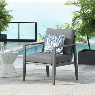 Aluminum Lounge Chair with Sleek Rope Accents and Comfortable Cushions, Perfect for Modern Outdoor and Indoor Spaces