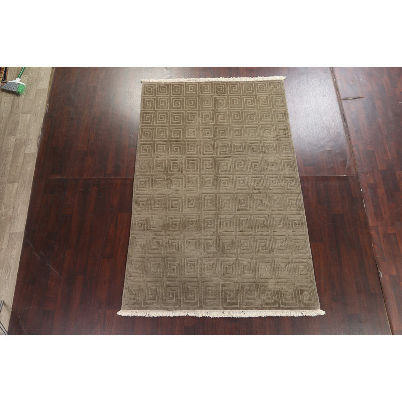 Tapis oriental géométrique en laine noué à la main 6 pi x 9 pi 4 po