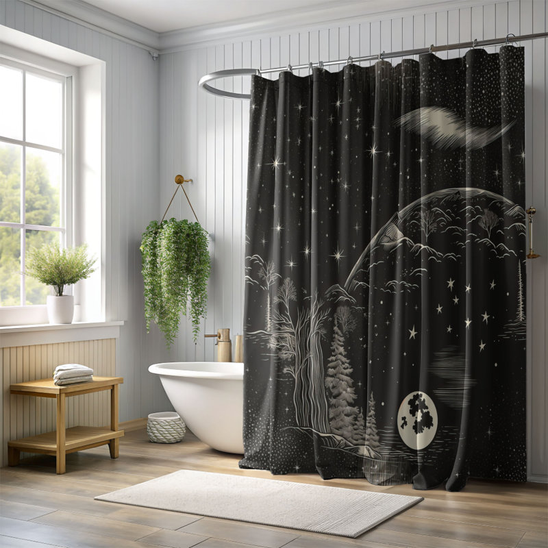 Brynsley Abstract Shower Curtain, 74"H x 71"W