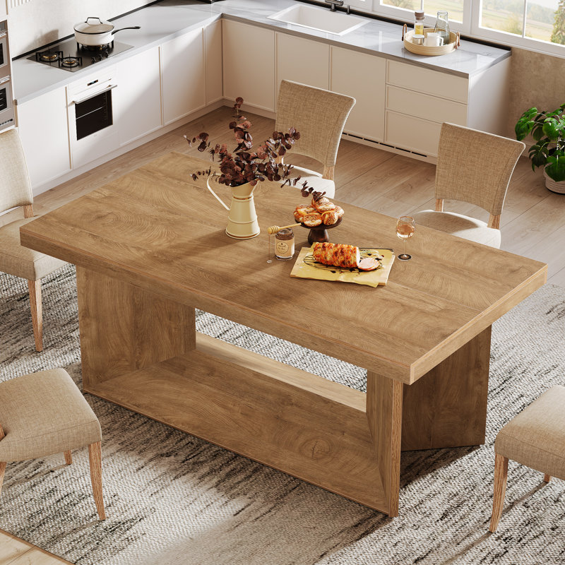 63'' Dining Table For Kitchen, Brown
