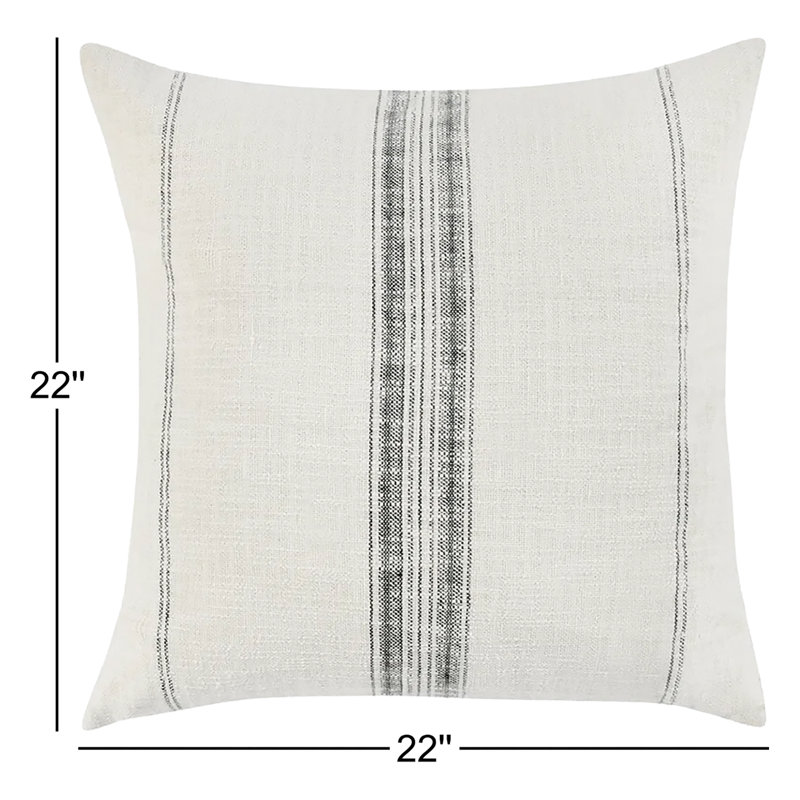 Coussin Silverton, 22 po x 22 po, Carré, Noir / blanc