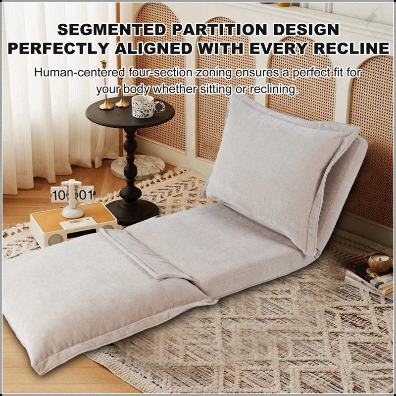 Convertible Flip Chair: Floor Sofabed With Adjustable Backrest And Pillows, Perfect For Compact Living Spaces