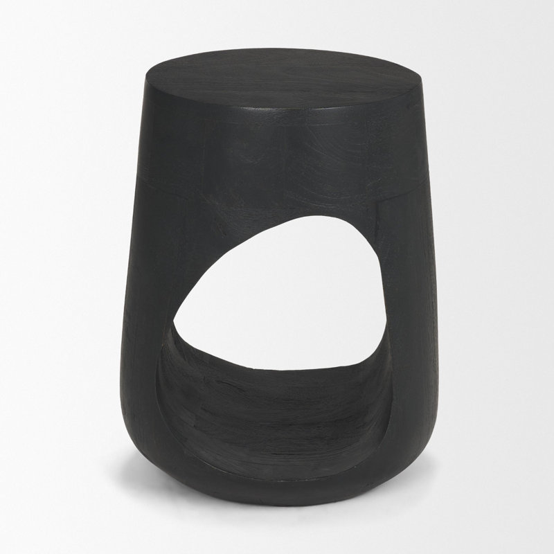 Transitional 18" Black Solid Wood Round End Table