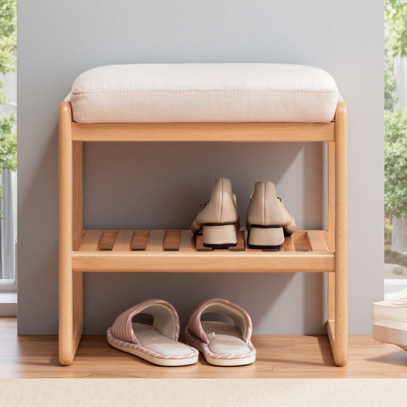 Banc à chaussures en bois massif naturel