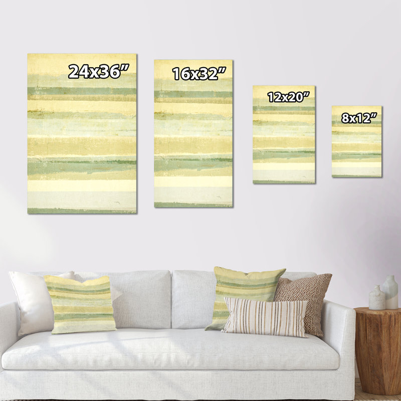 Art moderne vert et beige - Décoration murale moderne et contemporaine sur toile, H 12 po x l 8 po x P 1 po, Toile tendue