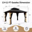 Solid Wood Outdoor Hard Top Patio Gazebo with Ceiling Hook,Mosquito Netting