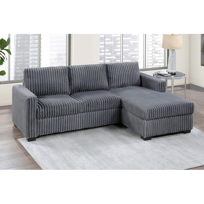 Canapé modulaire de style contemporain 2pc, Gris foncé