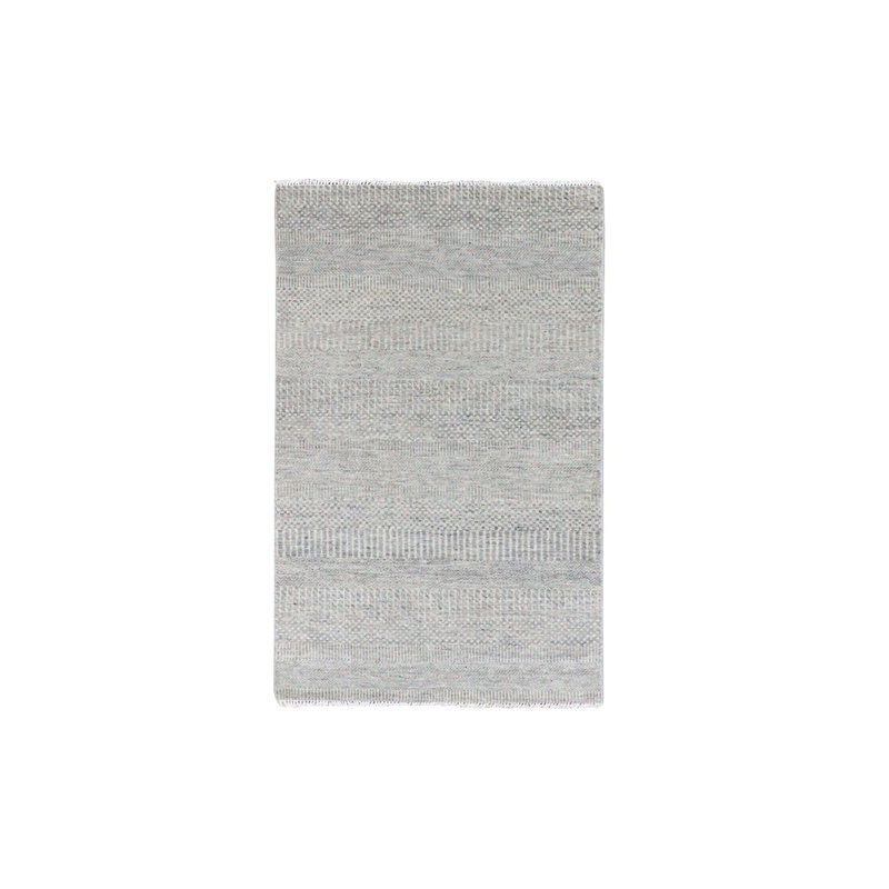 Tapis noué à la main 3 pi x 5 pi 3 po en laine grise moderne moderne noué à la main AC6AE170E120415591E99E82AD5441BC