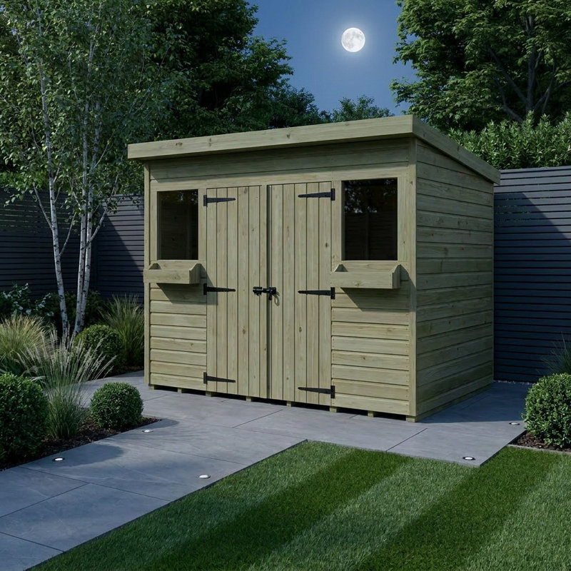 Total Sheds 8ft x 4ft Pent Summer Shed - Toughened Glass External Planters - Pressure Treated Timber - UK Manufactured