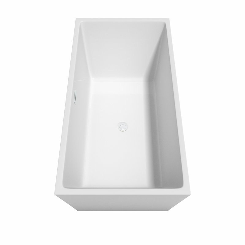 Sara 63'' x 32'' Soaking Acrylic Bathtub, Shiny White