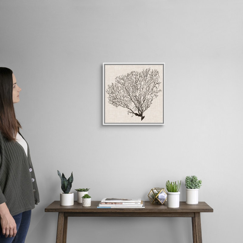 Art mural sur toile Shadow Sea Fan IV, H 18 po x l 18 po x P 2 po, Cadre blanc