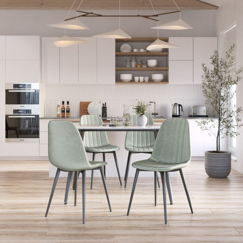 Carlo Anti Stain Velvet Dining Chairs Padded Seat Metal Legs Kitchen Office, 4, Mint