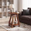 Ensemble de 2 tables d'appoint rondes en bois massif, de petites tables rondes pour le salon ou la chambre.