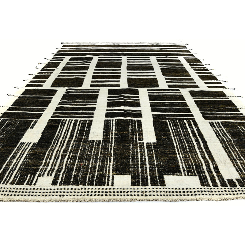 Tapis brun foncé / gris anthracite tribal moderne de style marocain 10 pi 3 pi x 14 pi 6 po Hanadmade