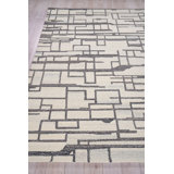 Naturals Hand Tufted Geometric Area Rug in Charcoal/Ivory/Gray