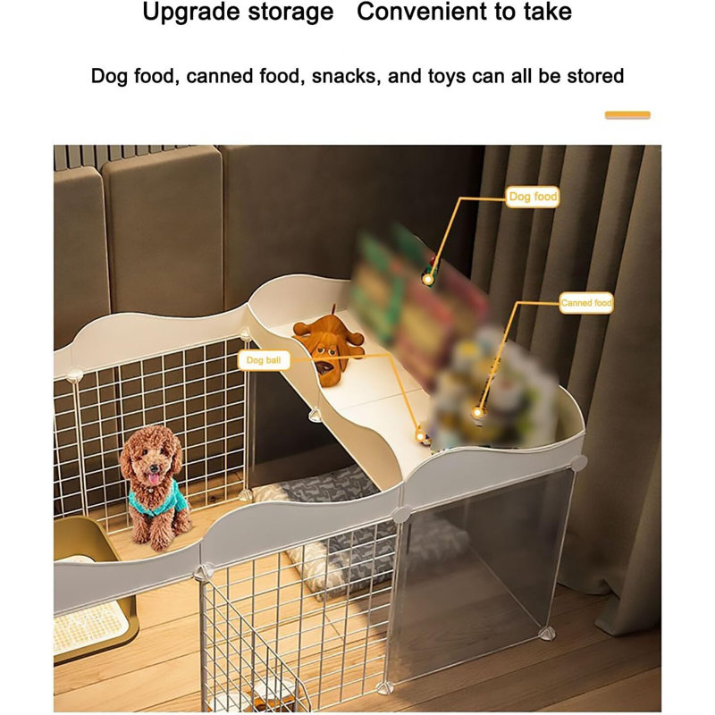 Pet Playpen with Storage Shelf – Play Area for Pets with Storage, Foldable and Portable, 22.44" H x 57.87" W x 29.53" D