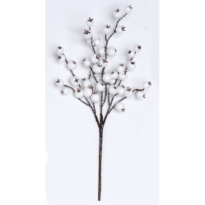 12" Artificial White Berry Holiday Pick