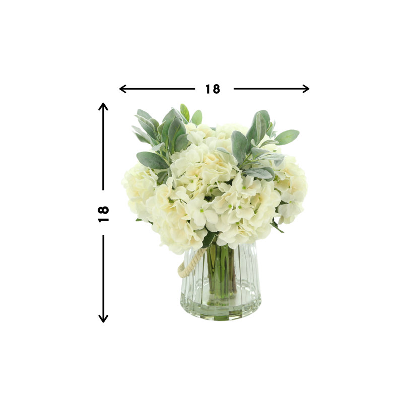 Hydrangea Arrangement in Rope Embellished Vase