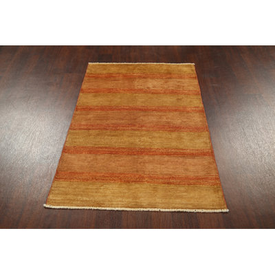 Tapis unique en laine noué à la main 3 pi x 4 pi 9 po nouvel âge en or