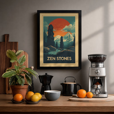 Zen Stones Poster Vintage - Framed Print