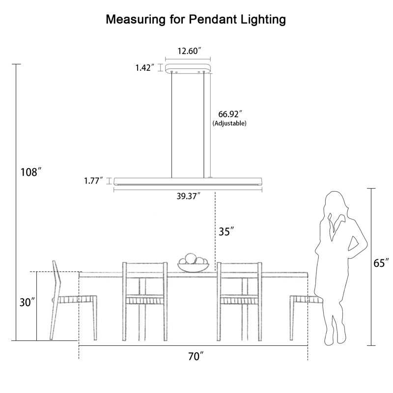 Rolde 1 - Light LED Linear Kitchen Island Chandelier, Walnut