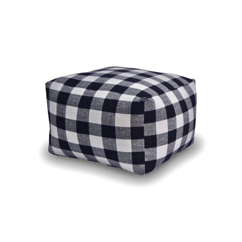 Pillow Poufette Square - Check Me Out Fabric - Made In Usa, Black/White