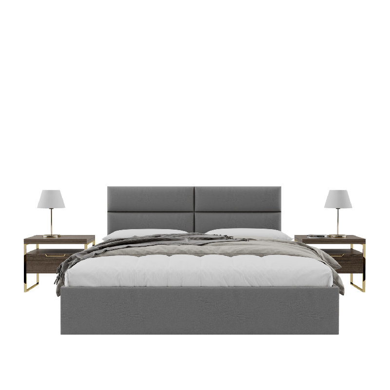 Panneaux muraux rembourrés Sapan - Têtes de lit murales Queen/Full - Zigrino Mineral - Ensemble de 4 panneaux modulaires