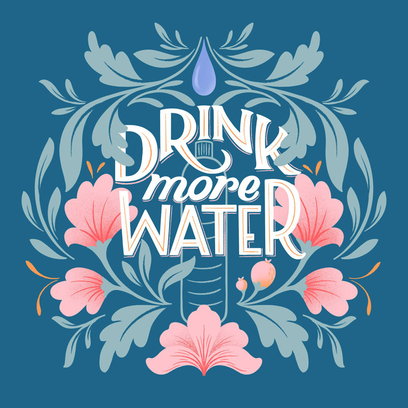 " Drink More Water I " by Gia Graham, 36" H x 36" W