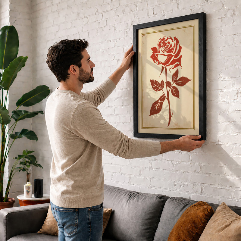 Rose Study Botanical - Print, A1 - 84.1 x 59.4 cm, White