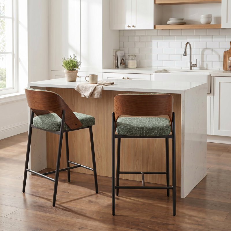 Tabouret de comptoir rembourré Devane, Green