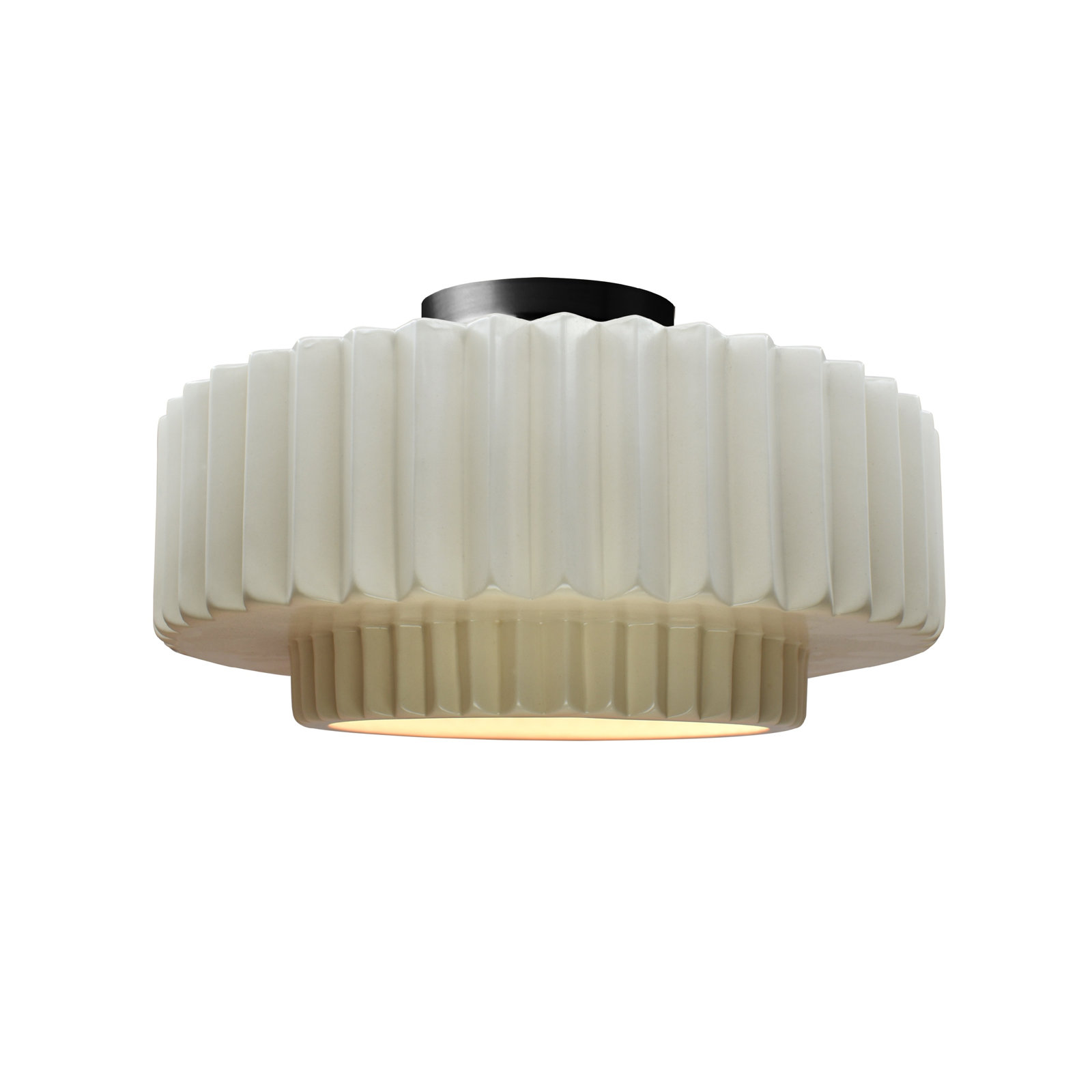 Single Light Ceramic LED Semi Flush Mount, 7.25" H x 14.5" W x 14.5" D, Matte White, Matte Black