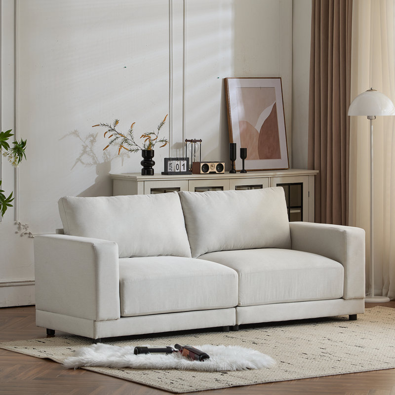Canapé moderne confortable avec coussins moelleux et fabrication robuste pour la maison, Polyester beige