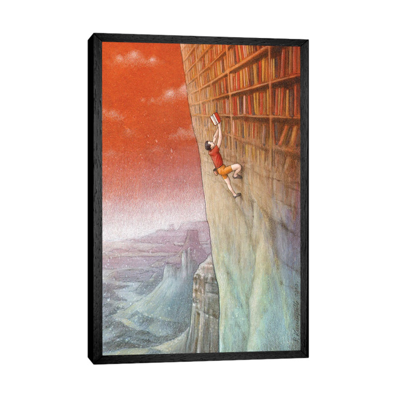 Climbing by Pawel Kuczynski - Painting on Canvas, 66.04 cm H x 45.72 cm W, Black Framed