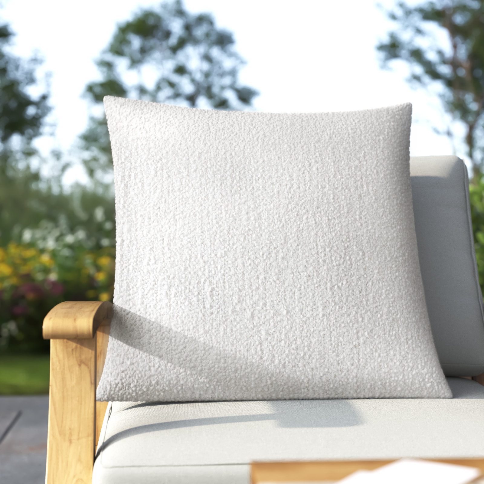 Felice Sunbrella® Boucle Indoor/Outdoor Throw Pillow, Indigo, 22" x 22" 