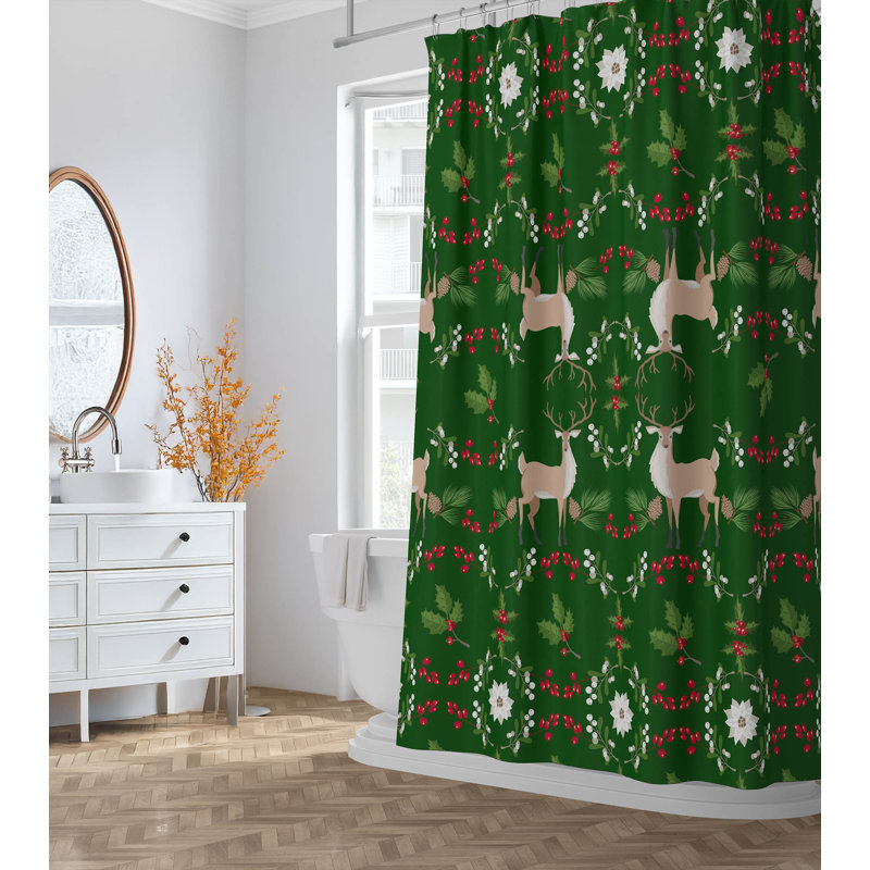 Rideau de douche Botanical Deer, Vert