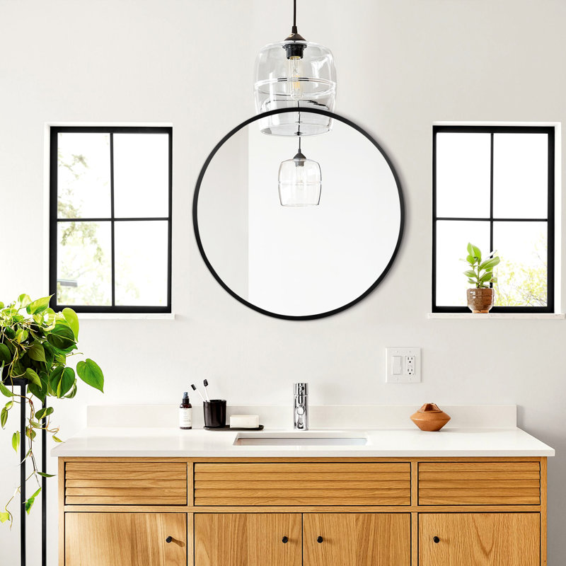 Miroir de maquillage mural LurLine, Noir, 20 po x 20 po