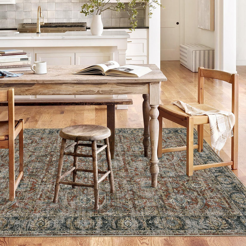 Tapis à motif floral antidérapant Boho