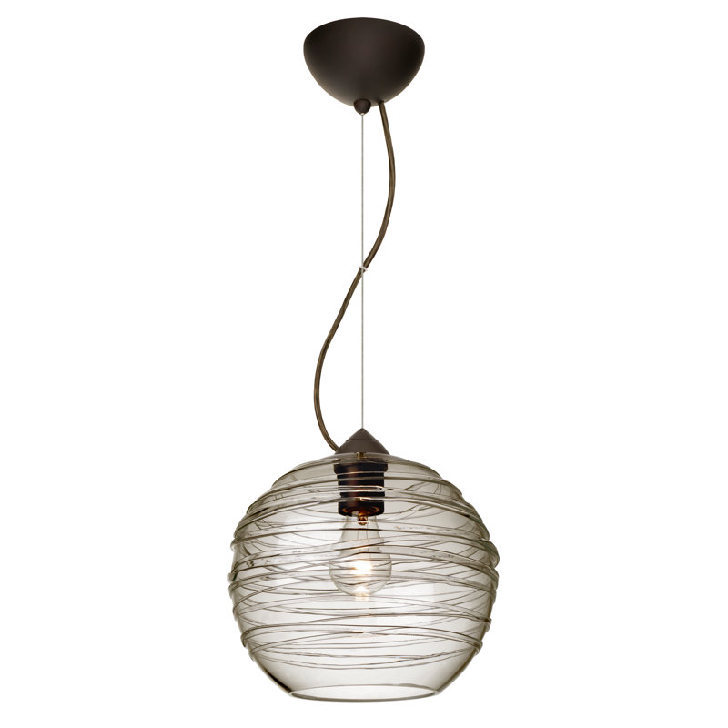 Luminaire sphère suspendu 1 lumières simple Lukens, Bronze brossé, Fumée