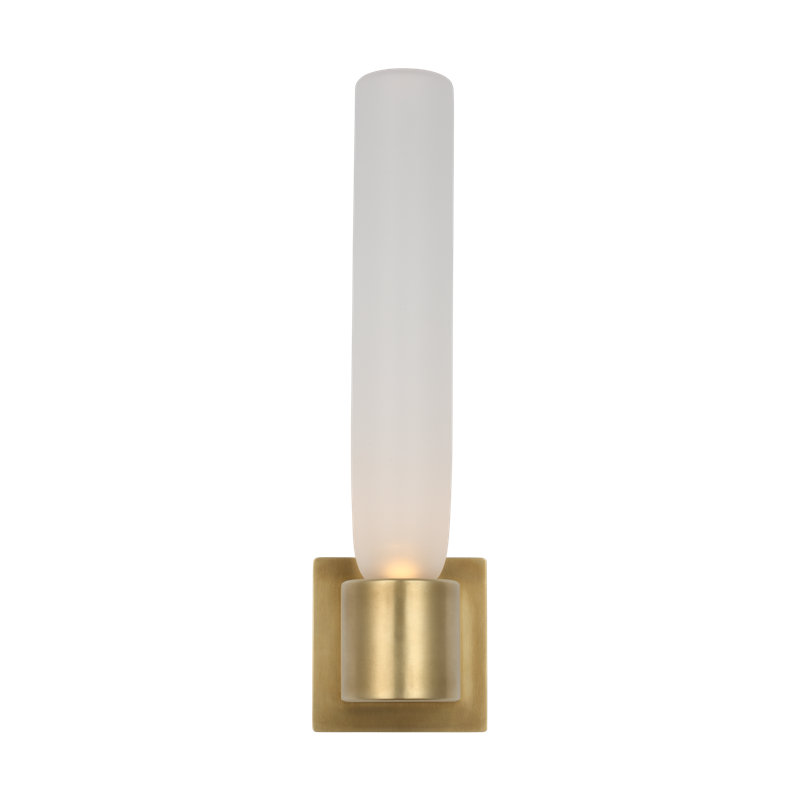 Kelly Wearstler Volver 1-light Medium Single Sconce in Bronze with Clear Etched Glass shade, Antique Brass
