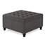 Grand repose-pieds carré avec rangement et pieds en bois, table basse capitonnée avec garniture cloutée pour espace de vie, gris foncé-873932294