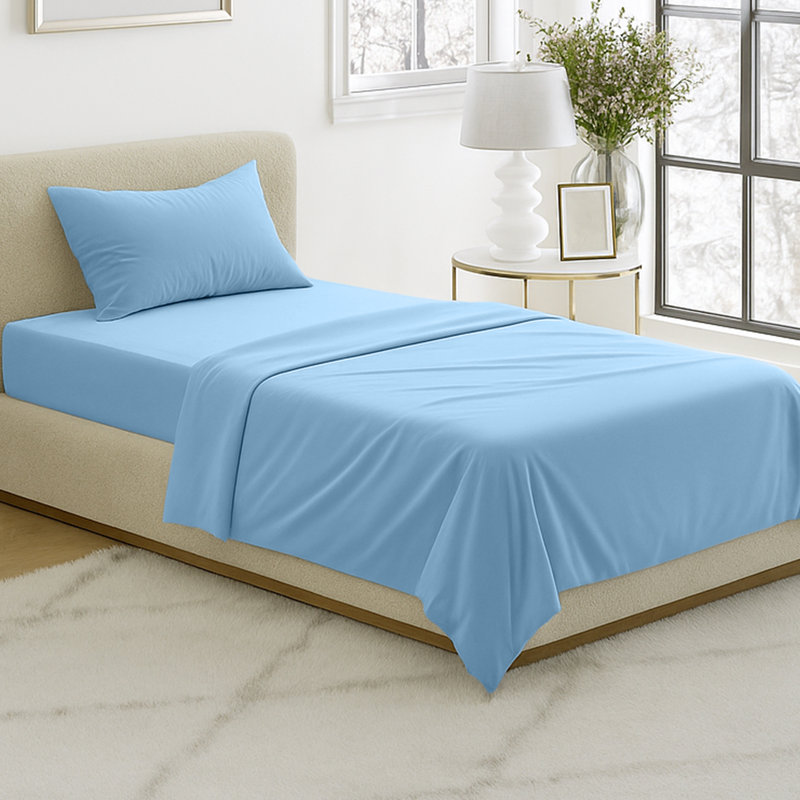 Ensemble de draps en microfibre brossée Series 1200, Ensemble de draps pour lit simple + 1 drap-housse , Bleu