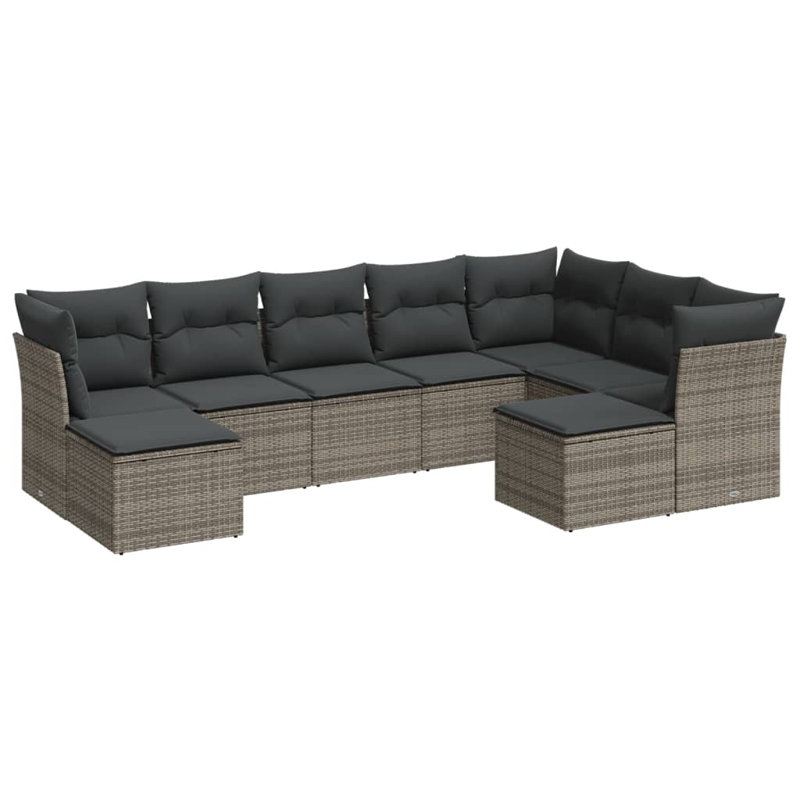 Ensemble de canapé de jardin Vidaxl PE rotin gris, acier thermolaqué grand modulaire