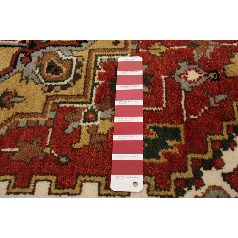 Tapis rouge en laine noué à la main de conception unique 4 pi x 6 pi New Age Mobean