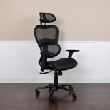 Office Chair with Synchro-Tilt, Adjustable Headrest, Lumbar Support, and Pivot Arms