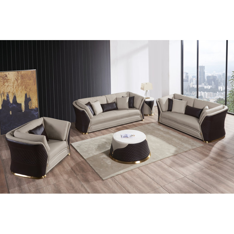 Marble Coffee Table, Beige/Chocolate