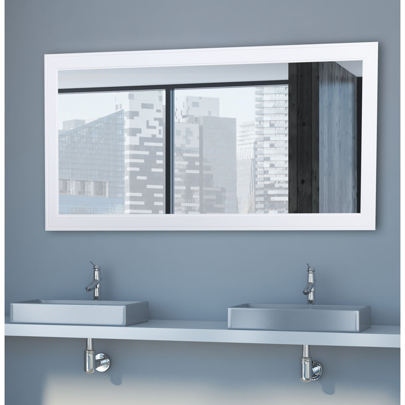 Bovee Engineered Wood Flat Wall Mirror, White, 39" x 45.5"