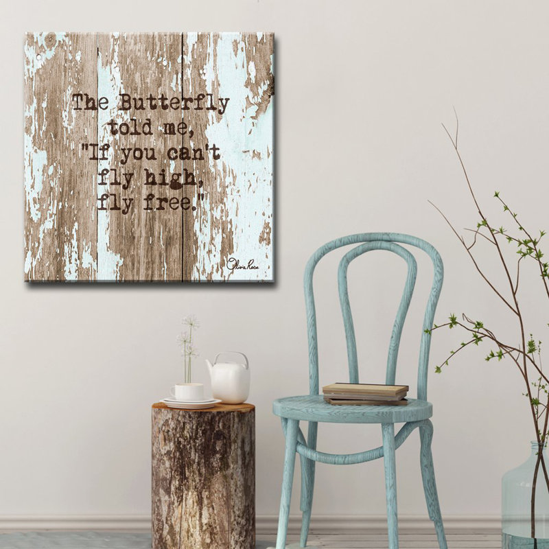 "Fly Free", reproduction d’art textuel sur toile tendue, H 16 po x l 16 po x 1,5 po