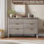 Armoire de rangement cannelée à 6 tiroirs, buffet en bois courbé avec poignées dorées-1293909531
