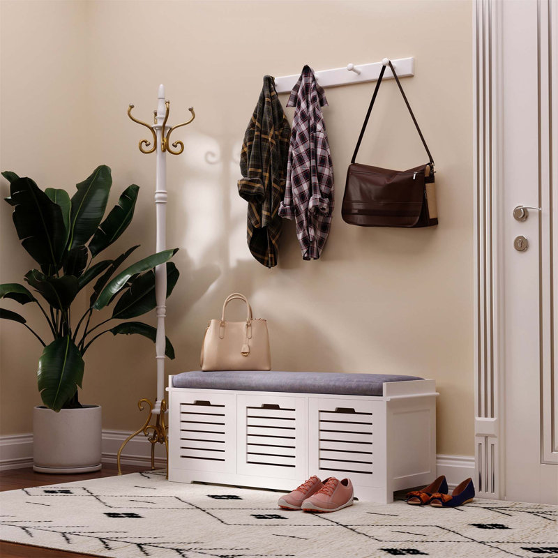3 Pair Shoe Storage Bench, White